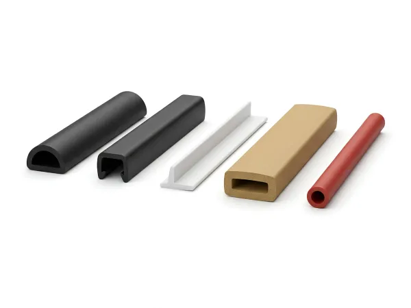 Assorted extruded rubber sealing profiles