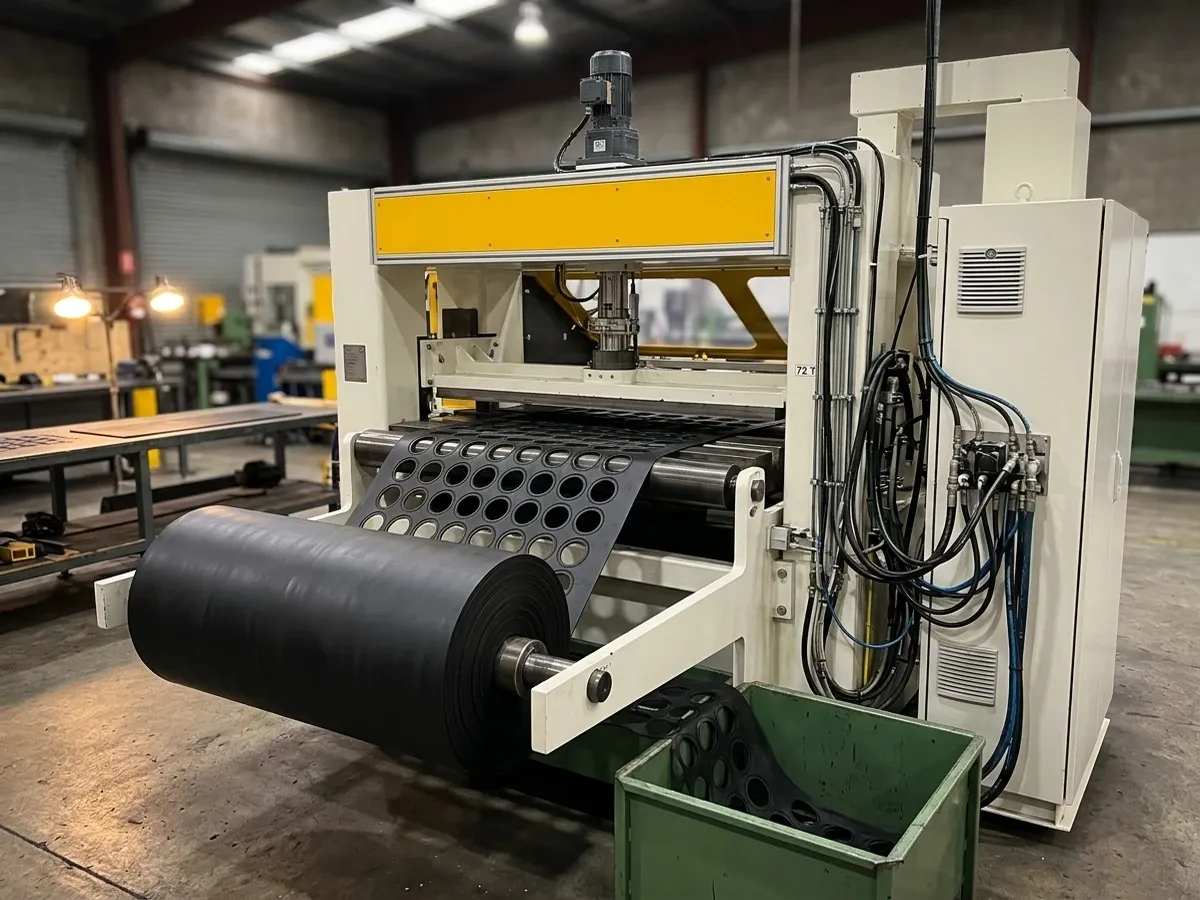 Four-column automatic CNC cutting press with auto-advance roll feed