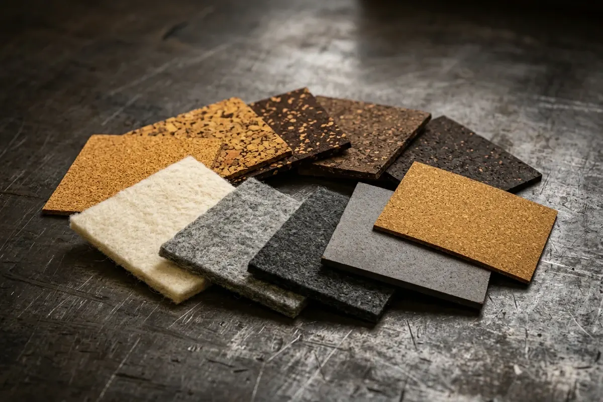 Cork sheet and industrial felt gasket materials.