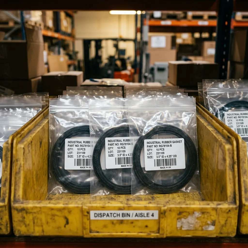 Gaskets in protective packaging — individually bagged components with identification labels